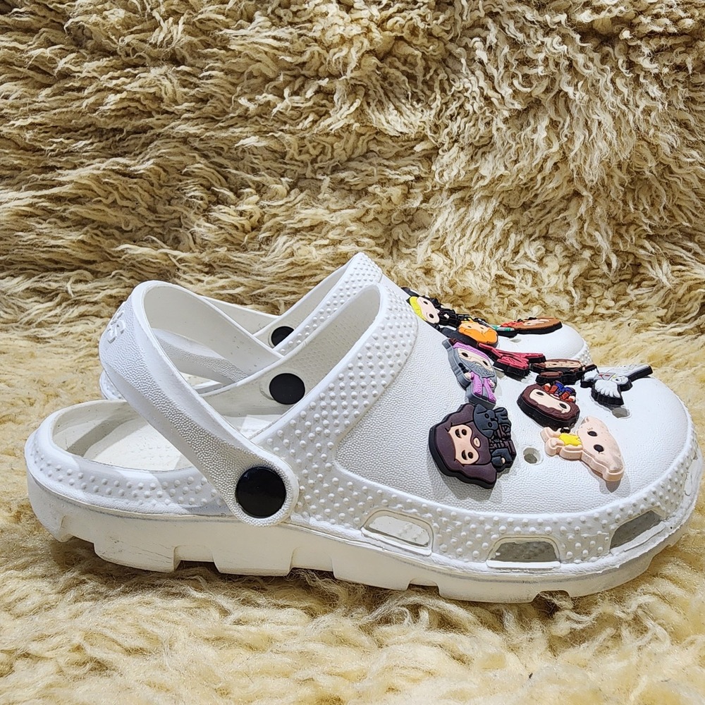 Kids White Clog Sandals Harry Potter Jibbitz Charms Size 30 Slip On Shoes - Picture 5 of 8